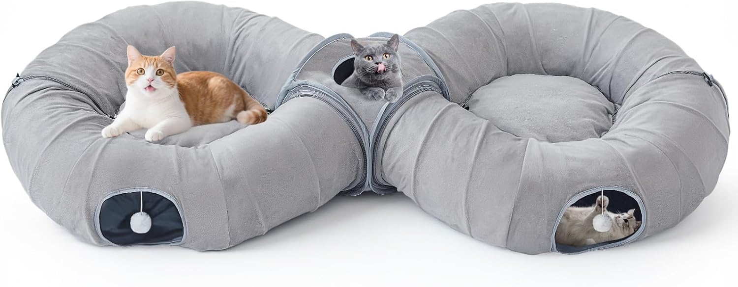 2-in-1 Cat Tunnel Bed for Indoor Cats
