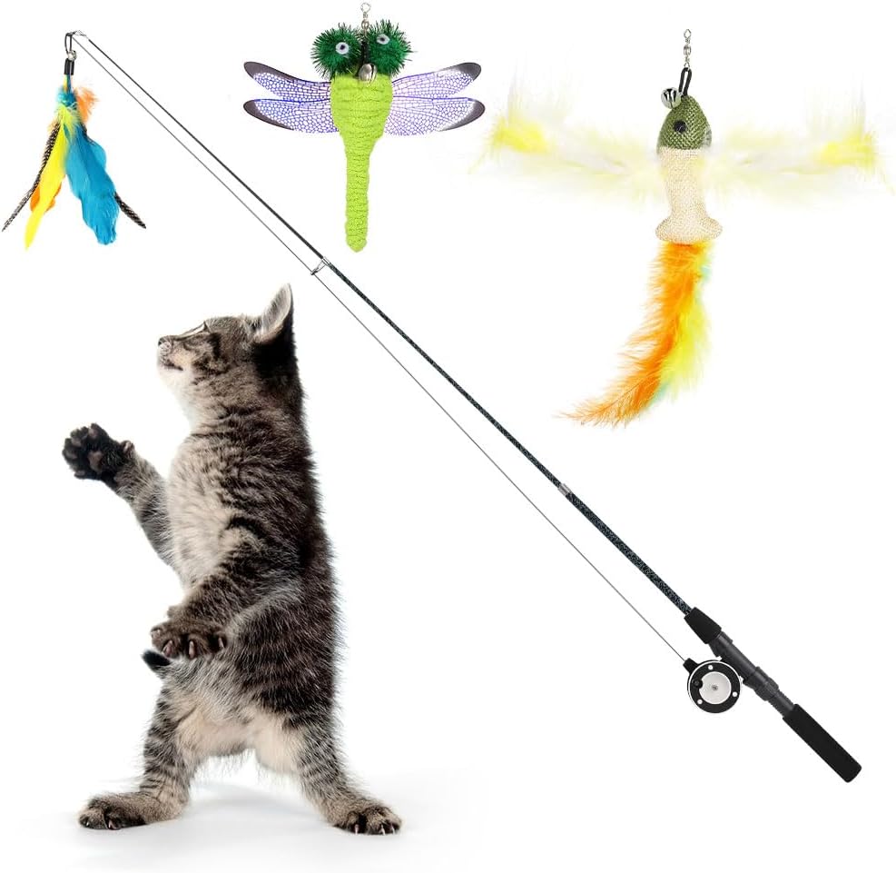 4 Pack Cat Feather Teaser Wand Toys