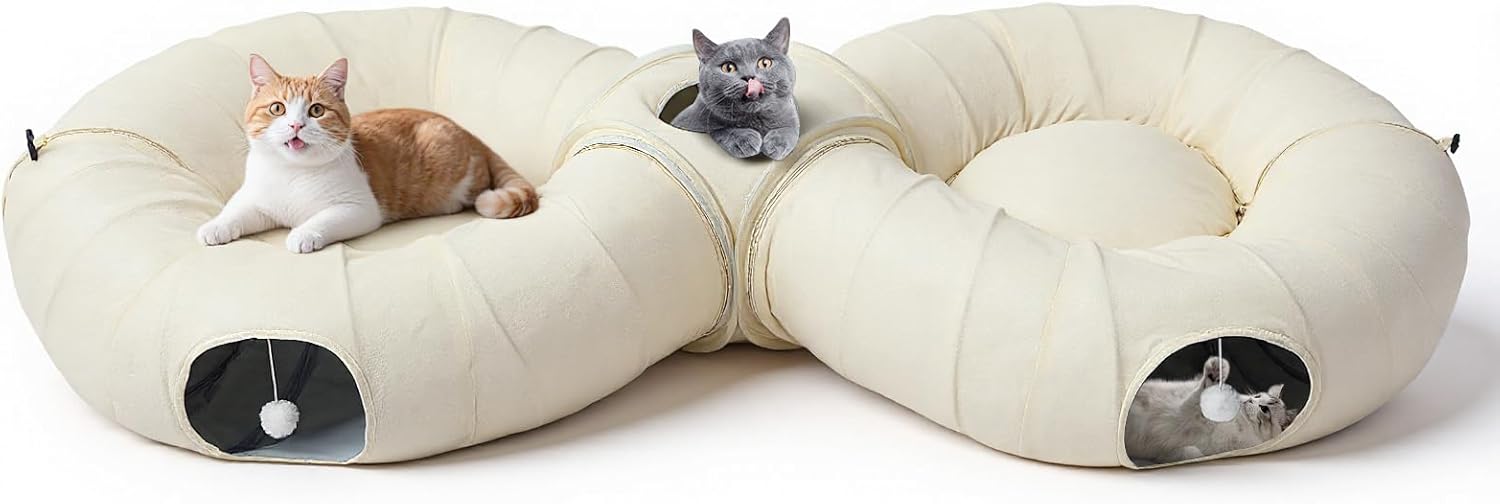 2-in-1 Cat Tunnel Bed for Indoor Cats