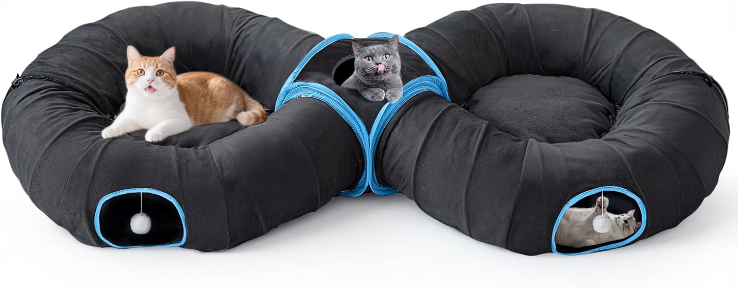 2-in-1 Cat Tunnel Bed for Indoor Cats
