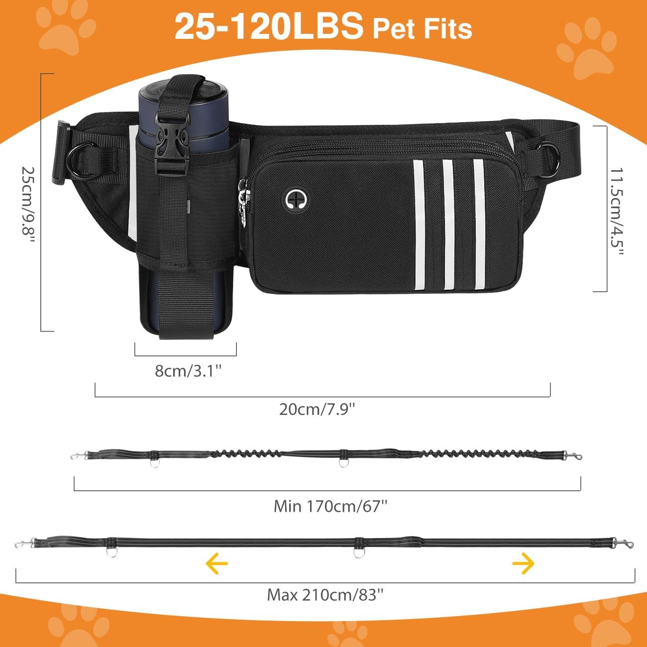 Hands Free Dog Leash with Waist Bag