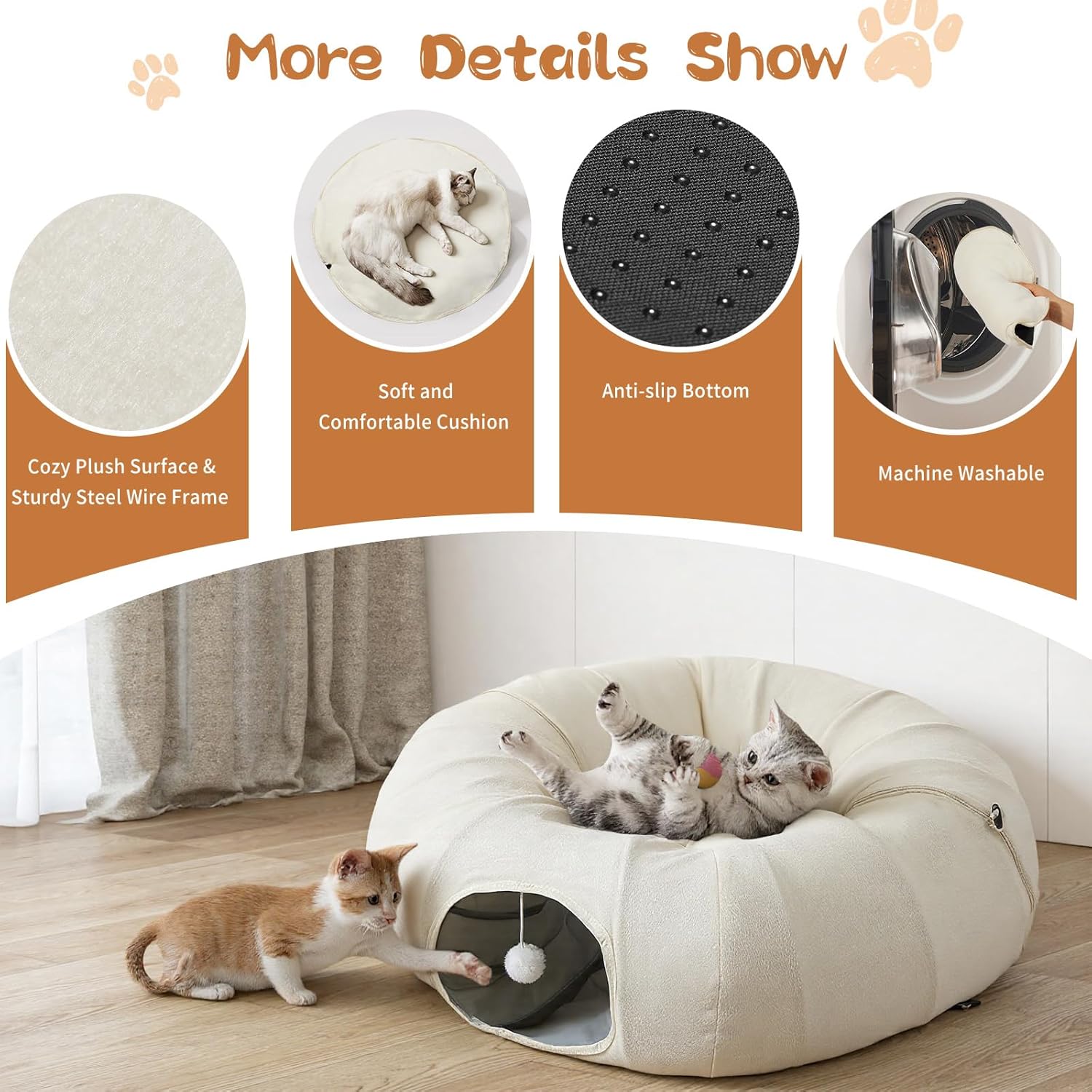 2-in-1 Cat Tunnel Bed for Indoor Cats