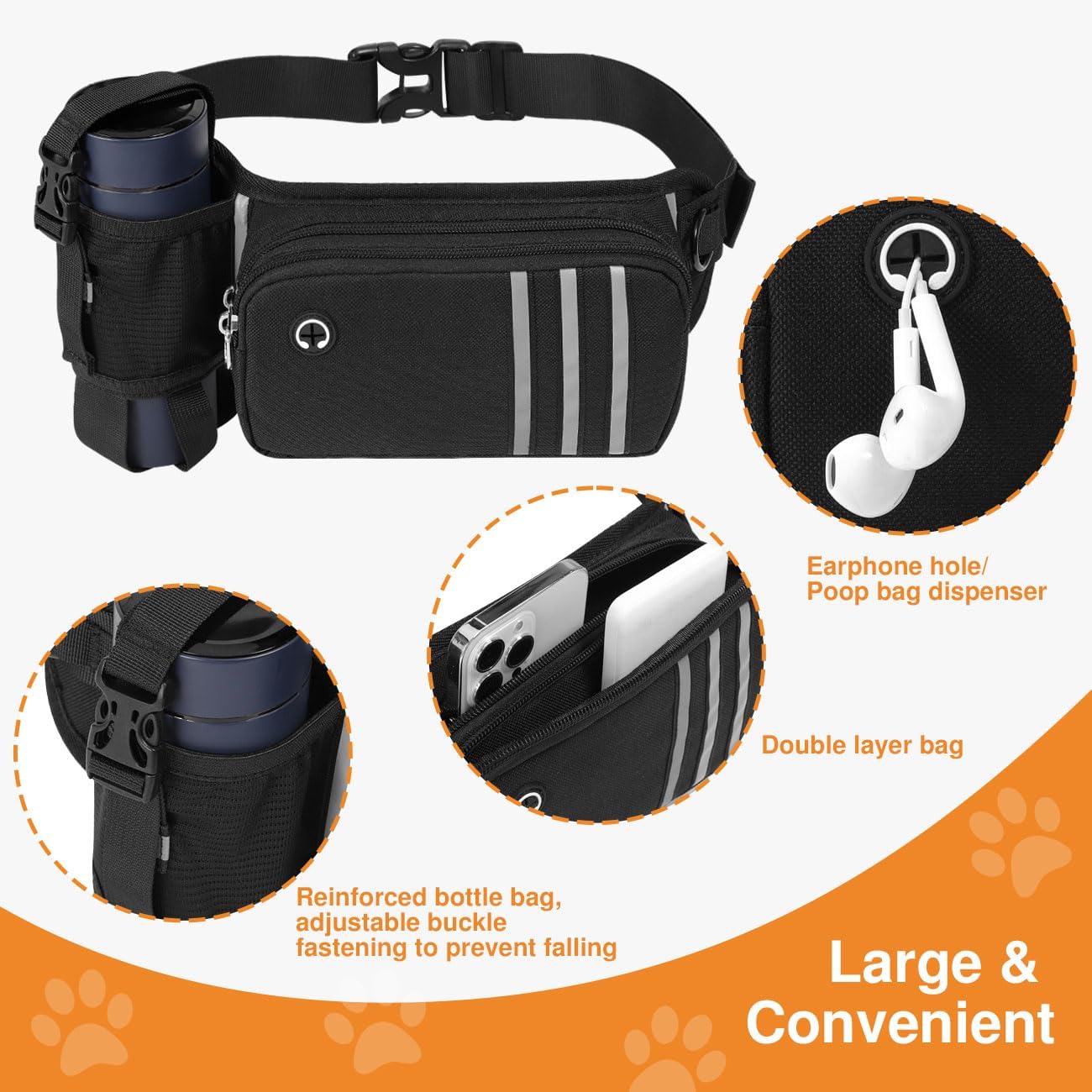 Hands Free Dog Leash with Waist Bag