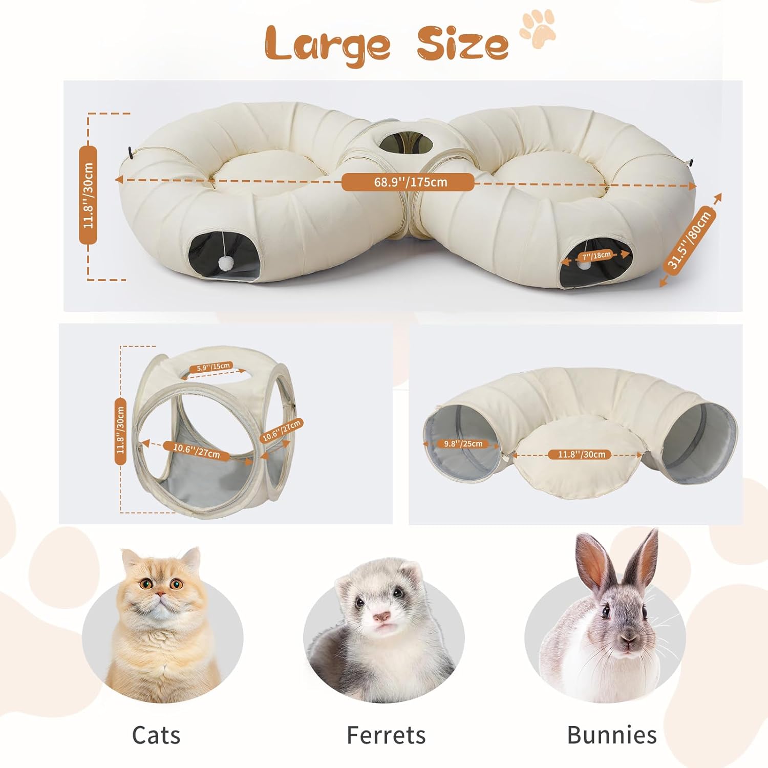 2-in-1 Cat Tunnel Bed for Indoor Cats