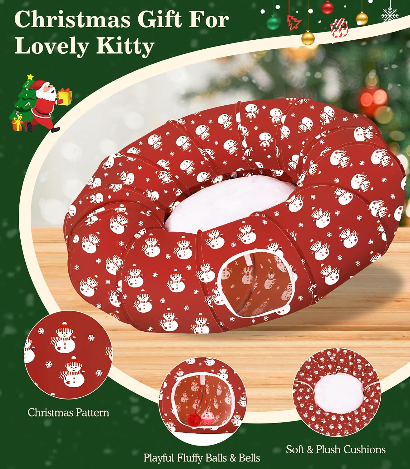 Cat Tunnel Bed Under Christmas Tree