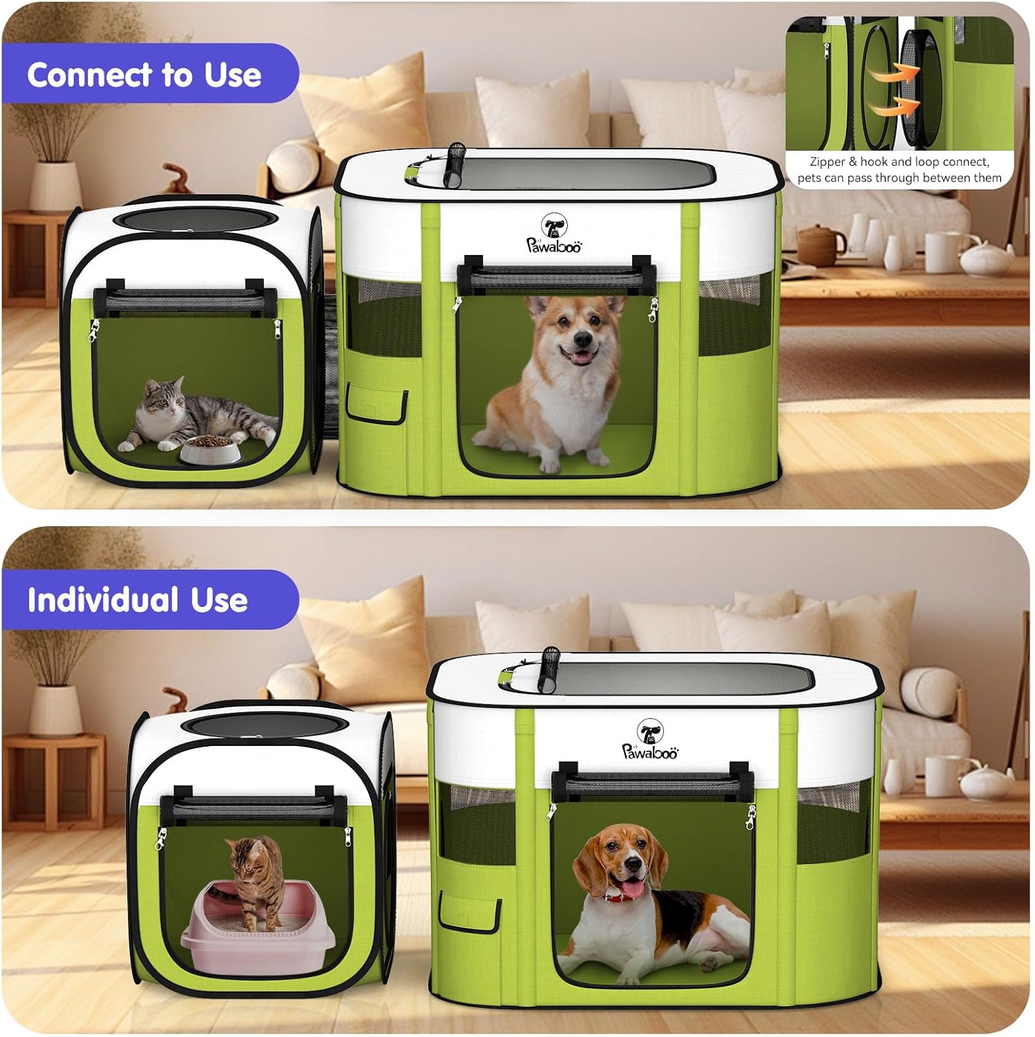 2-in-1 Pet Playpen for Dog Cat