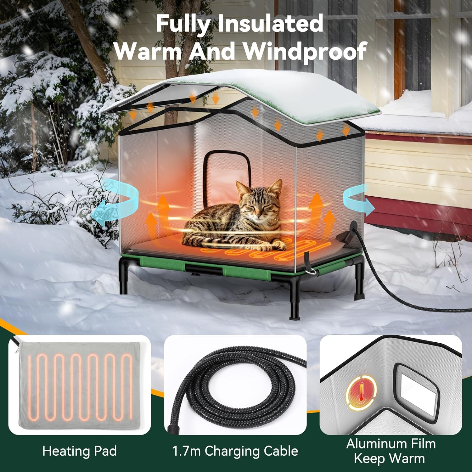 Heated Cat House for Outdoor in Winter