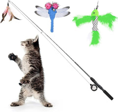 4 Pack Cat Feather Teaser Wand Toys