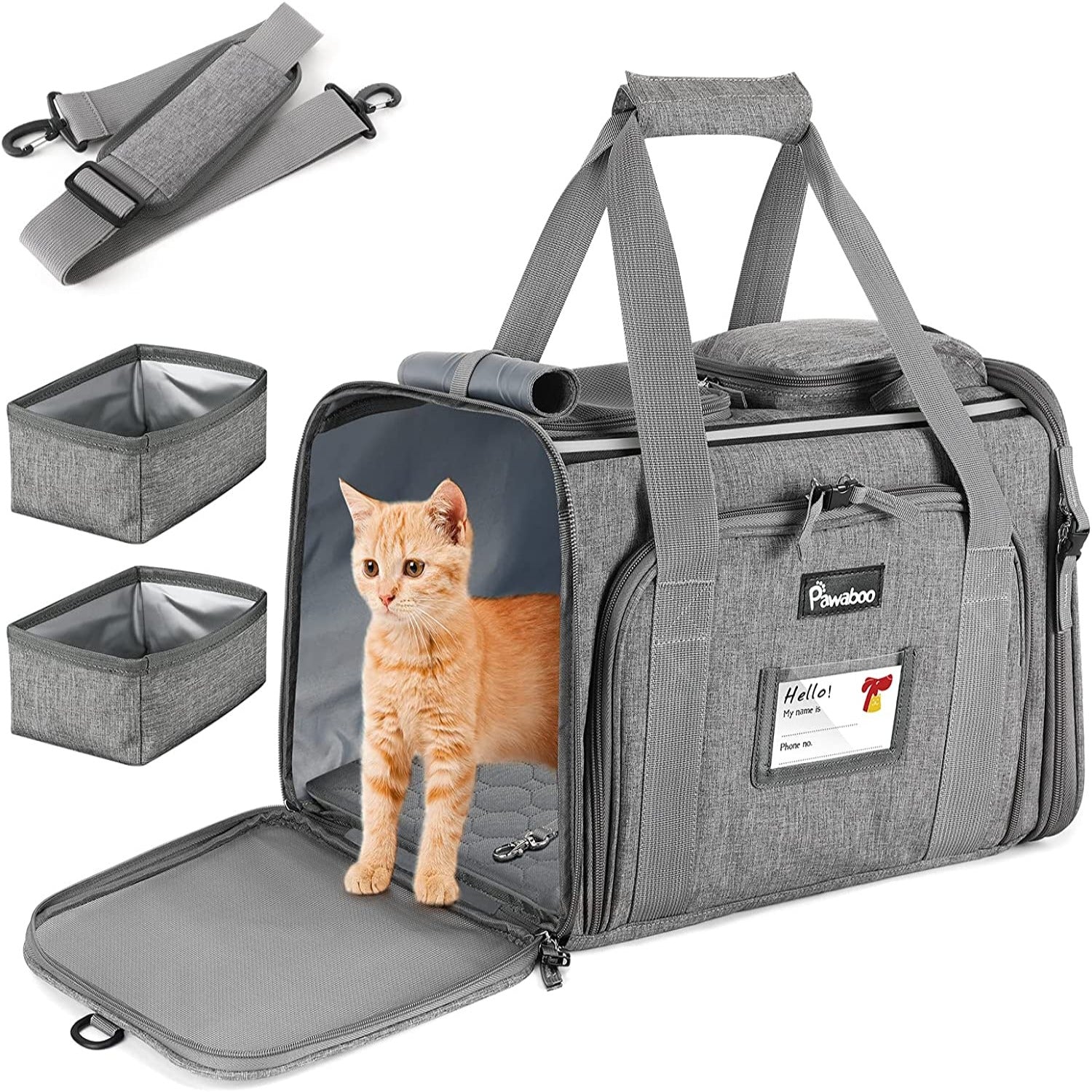 Airline Approved Pet Carrier with 2 Bowls – Pawaboo