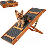 Pawaboo 2026 Upgraded Dog Ramp for Couch, Foldable Small Dog Ramp for Sofa with 7 Adjustable Heights from 2.2'' to 18.5", Portable Non-Slip Pet Ramps for Couch Sofa, Walnut