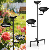 Pawaboo Bird Bath for Outside, 47in Metal Freestanding Birdbaths & Birdfeeder, Bird Feeder Bowl and 2 Birds Bath Bowls, 5-Pronged Base Birds Baths Feeder Stand