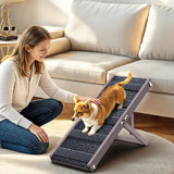 Pawaboo Foldable Dog Ramp, Small Dog Ramp for Sofa, Couch & Stairs, Portable Stable Pet Step Ramps with Non-Slip Pad, 4 Adjustable Height from 13'' to 21", Grey Purple