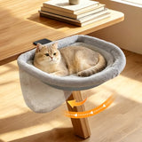Pawaboo Foldable Cat Desk Bed, Sunken Hanging Cats Bed with Steel Clamp, 40lbs Load Bearing Reversible Plush Cats Hammock, One-Click Fold Cat Side Table Beds Washable for Game Office Home Desktop