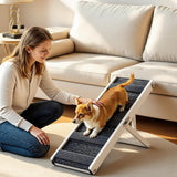 Pawaboo Foldable Dog Ramp, Small Dog Ramp for Sofa, Couch & Stairs, Portable Stable Pet Step Ramps with Non-Slip Pad, 4 Adjustable Height from 13'' to 21", White