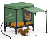 Casa para gatos con base elevada y calefacción para gatos que viven al aire libre