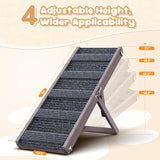 Pawaboo Foldable Dog Ramp, Small Dog Ramp for Sofa, Couch & Stairs, Portable Stable Pet Step Ramps with Non-Slip Pad, 4 Adjustable Height from 13'' to 21", Grey Purple