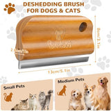 Pawaboo Deshedding Brush, Hangable Wooden Grooming Shedding Brush for Dogs & Cats, Dog Hair Removal Comb with Ergonomic Gripping for Long Hair Dogs and Cats, Walnut