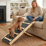 Pawaboo 2026 Upgraded Small Dog Ramp for Couch Foldable, 7 Ajustable Height