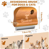 Pawaboo Deshedding Brush for Dogs & Cats, Dog Hair Removal Comb with Ergonomic Gripping, Wooden Grooming Shedding Brush for Long Hair Dogs and Cats, Hangable Pet Cleaning Comb Supplies, 3 Inch, Walnut