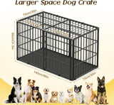 Pawaboo Heavy Duty Dog Crate, 56 inch Large Metal Dog Cage, Thickened Anti-bite Dogs Kennel with Mat, Dogs Playpen with Secure Top, Pet Cage Crate with Lock Door, Black