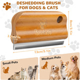 Pawaboo Deshedding Brush for Dogs & Cats, Dog Hair Removal Comb with Ergonomic Gripping, Wooden Grooming Shedding Brush for Long Hair Dogs and Cats, Hangable Pet Cleaning Comb, 5.1 Inch, Walnut