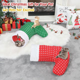 Pawaboo Cat Tunnel Christmas Sock with Bell Balls, Upgraded 2 Way Cat Tunnel Interactive Toy for Christmas, Pet Xmas Stocking with Crinkle Paper & Strong Spring-steel Frame for Cats Kitten Kitty,Green