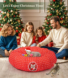 Pawaboo Cat Tunnel Bed Under Christmas Tree 35.4'', Decorative Christmas Style Kitty Tube Tunnel with Toy Ball, Christmas Cat Toy Circle Tunnel (Red Star)