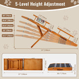 Pawaboo 2026 Upgraded Dog Ramp, Foldable Dog Ramp for Bed Couch, 5 Adjustable Height from 19.7" to 30", 57" Pet Steps with Dogs Tag & Safety Side Rails, Walnut
