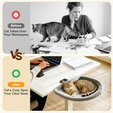 Pawaboo Foldable Cat Desk Bed, Sunken Hanging Cats Bed with Steel Clamp, 40lbs Load Bearing Reversible Plush Cats Hammock, One-Click Fold Cat Side Table Beds Washable for Game Office Home Desktop