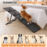Pawaboo Metal Dog Ramp for Bed, Foldable Pet Ramp with Handle, Dark Gray