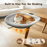 Pawaboo Foldable Cat Desk Bed, Sunken Hanging Cats Bed with Steel Clamp, 40lbs Load Bearing Reversible Plush Cats Hammock, One-Click Fold Cat Side Table Beds Washable for Game Office Home Desktop