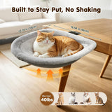 Pawaboo Foldable Cat Desk Bed, Sunken Hanging Cats Bed with Steel Clamp, 40lbs Load Bearing Reversible Plush Cats Hammock, One-Click Fold Cat Side Table Beds Washable for Game Office Home Desktop