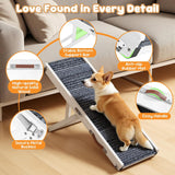 Pawaboo Foldable Dog Ramp, Small Dog Ramp for Sofa, Couch & Stairs, Portable Stable Pet Step Ramps with Non-Slip Pad, 4 Adjustable Height from 13'' to 21", White