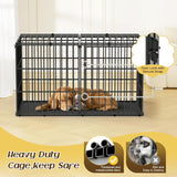 Pawaboo Heavy Duty Dog Crate, 56 inch Large Metal Dog Cage, Thickened Anti-bite Dogs Kennel with Mat, Dogs Playpen with Secure Top, Pet Cage Crate with Lock Door, Black