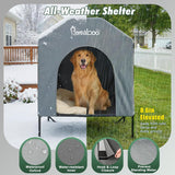 Pawaboo 47" XL Dog House Outdoor Weatherproof, with Breathable Mesh Windows