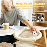 Pawaboo Cat Desk Bed, One-Click Foldable Sunken Cats Hammock up to 40lbs | Cat Side Table Beds with Soft Plush, Washable & Reversible Hanging Cats Bed with Steel Clamp for Office Home Game Desktop