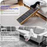 Pawaboo 2026 Upgraded Small Dog Ramp for Couch Foldable, 5 Ajustable Height | Height from 9.8" to 20.5", Portable Stable Pet Steps with Non-Slip Pad, Pet Ramps Use for Sofa Couch Stairs, Wood