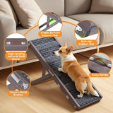 Pawaboo Foldable Dog Ramp, Small Dog Ramp for Sofa, Couch & Stairs, Portable Stable Pet Step Ramps with Non-Slip Pad, 4 Adjustable Height from 13'' to 21", Grey Purple