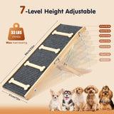 Pawaboo 2026 Upgraded Dog Ramp for Couch, Foldable Small Dog Ramp for Sofa with 7 Adjustable Heights from 2.2" to 18.5", Portable Non-Slip Pet Ramps for Couch Sofa, Wood