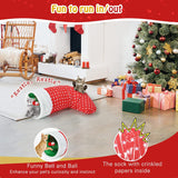 Pawaboo Cat Tunnel Christmas Sock with Bell Balls, Upgraded 2 Way Cat Tunnel Interactive Toy for Christmas, Pet Xmas Stocking with Crinkle Paper & Strong Spring-Steel Frame for Cat Kitten Kitty, Red