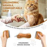Pawaboo Deshedding Brush for Dogs & Cats, Dog Hair Removal Comb with Ergonomic Gripping, Wooden Grooming Shedding Brush for Long Hair Dogs and Cats, Hangable Pet Cleaning Comb Supplies, 3 Inch, Walnut