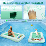 Pawaboo Dog Pool Float, Inflatable Pet Pool Floats for Medium Large Dogs Up to 220 lbs, Dog Raft and Float for Pools with Dual Handles Snack Area, Dogs Floating Lounger for Pools Beach Lake, Green