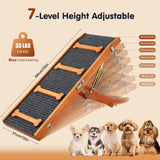 Pawaboo 2026 Upgraded Small Dog Ramp for Couch Foldable, 7 Ajustable Height