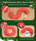 Pawaboo Cat Tunnel Bed Under Christmas Tree 35.4'', Decorative Christmas Style Kitty Tube Tunnel with Toy Ball, Christmas Cat Toy Circle Tunnel (Red Star)