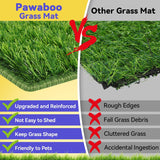 Pawaboo Stainless Steel Dog Grass Pad with Tray, 28'' x 20'' Dog Litter Box with 2pcs Reusable Artificial Grass Mats, Puppy Potty Tray with Washable Pee Pad, Silver + Green