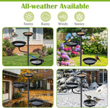 Pawaboo Bird Bath for Outside, 47in Metal Freestanding Birdbaths & Birdfeeder, Bird Feeder Bowl and 2 Birds Bath Bowls, 5-Pronged Base Birds Baths Feeder Stand for Outdoors Garden Yard Lawn Decor