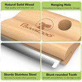 Pawaboo Deshedding Brush for Dogs & Cats, Dog Hair Removal Comb with Ergonomic Gripping, Wooden Grooming Shedding Brush for Long Hair Dogs and Cats, Hangable Pet Cleaning Comb Supplies, 3 Inch, Wood