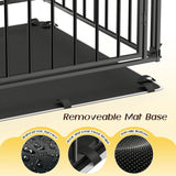 Pawaboo Heavy Duty Dog Crate, 56 inch Large Metal Dog Cage, Thickened Anti-bite Dogs Kennel with Mat, Dogs Playpen with Secure Top, Pet Cage Crate with Lock Door, Black