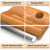 Pawaboo Deshedding Brush for Dogs & Cats, Dog Hair Removal Comb with Ergonomic Gripping, Wooden Grooming Shedding Brush for Long Hair Dogs and Cats, Hangable Pet Cleaning Comb Supplies, 3 Inch, Walnut