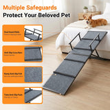 Pawaboo Metal Dog Ramp for Bed, Foldable Pet Ramp with Handle, Light Gray
